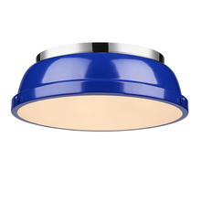  3602-14 CH-BE - Duncan 14" Flush Mount in Chrome with a Blue Shade